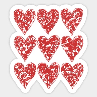 Nine Red Crayon Heart Valentine Sticker